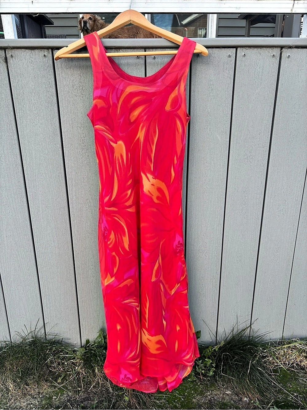 🔥 Y2K Vintage Jessica Red Abstract Floral Maxi Dress